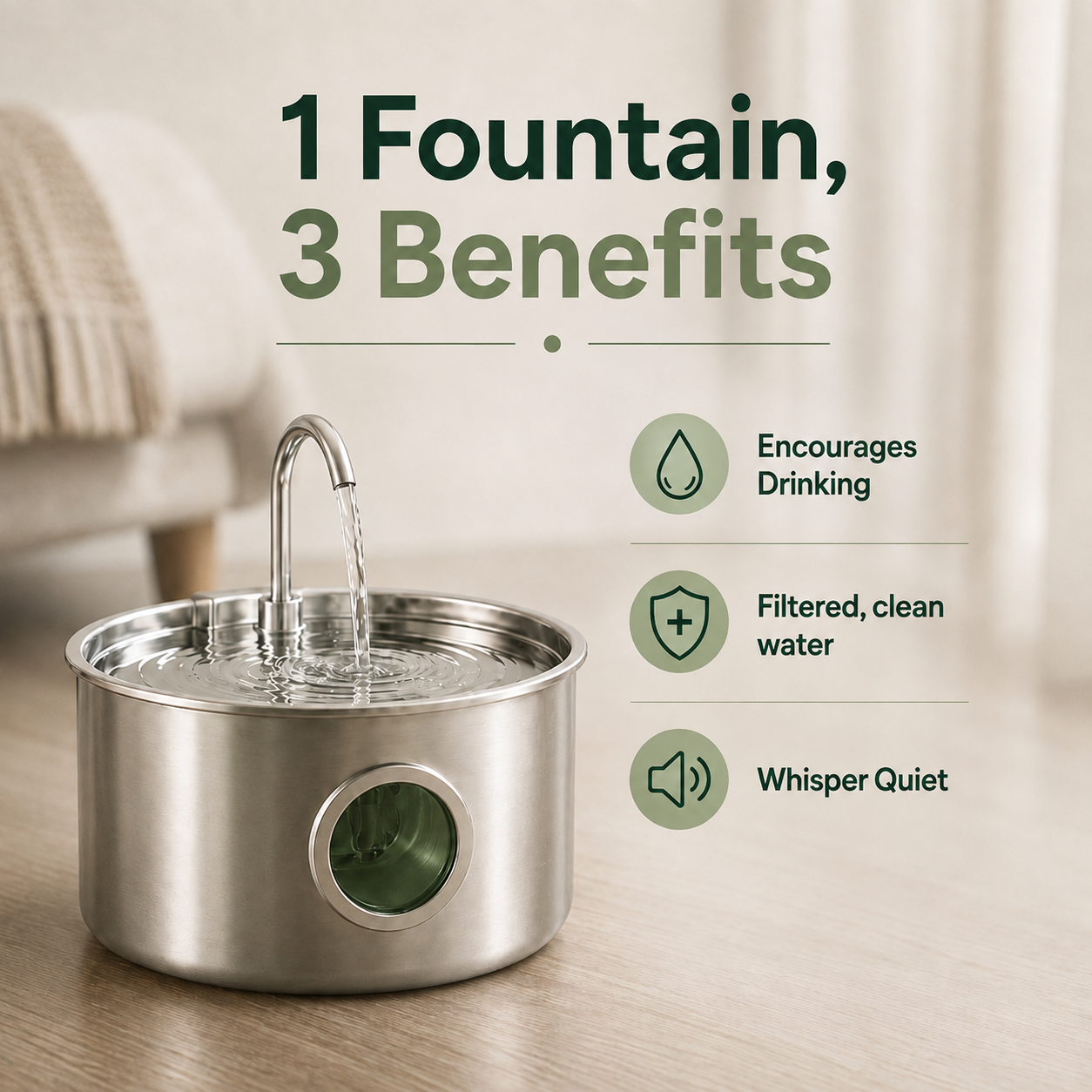 Purrvana™ Stainless Steel Cat Water Fountain